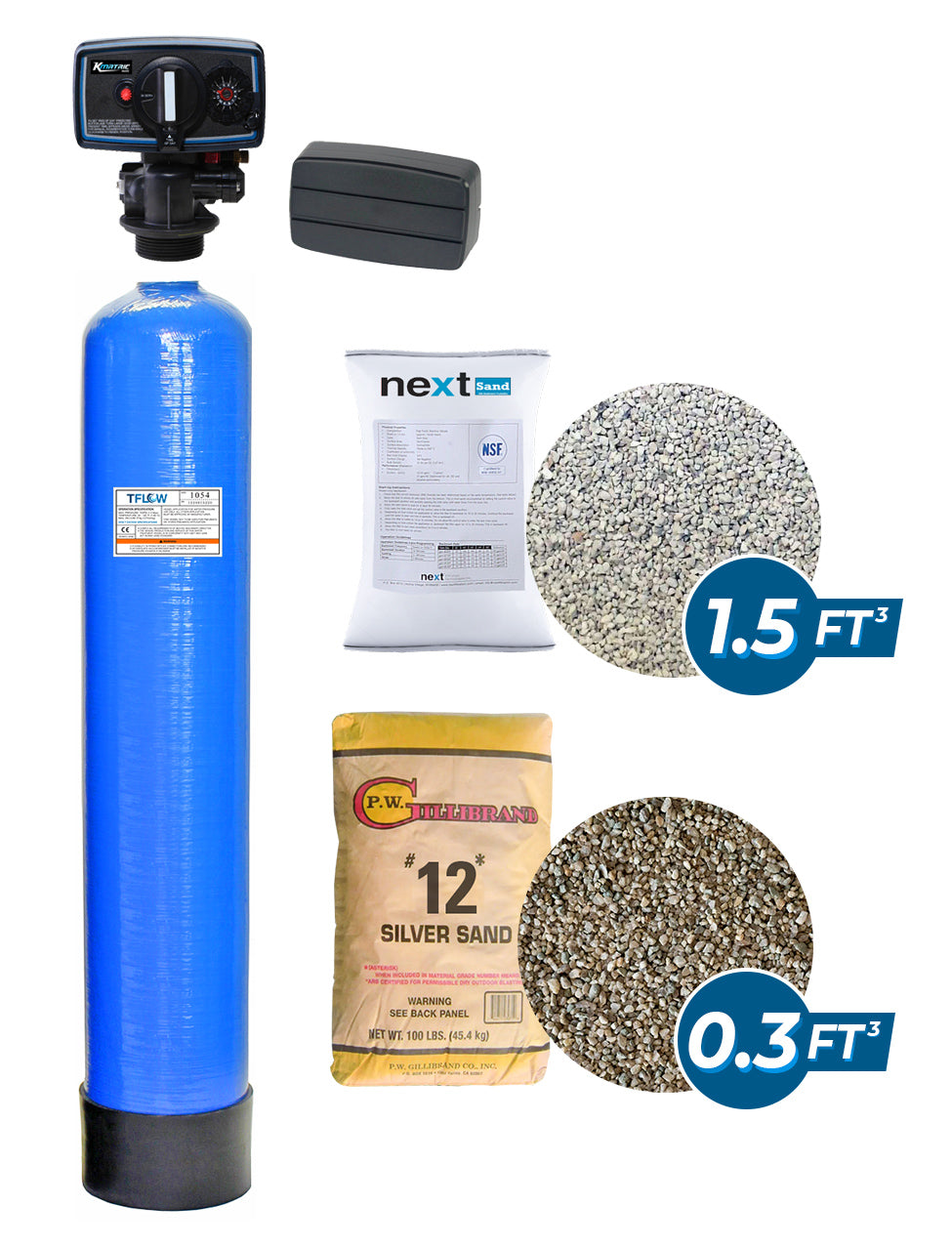Paquete de Filtración con NEXT SAND - 1.5 Pie Cúbico - 10" x 54" - Válvula de control Mecánico Kmatric 56F - TFLOW