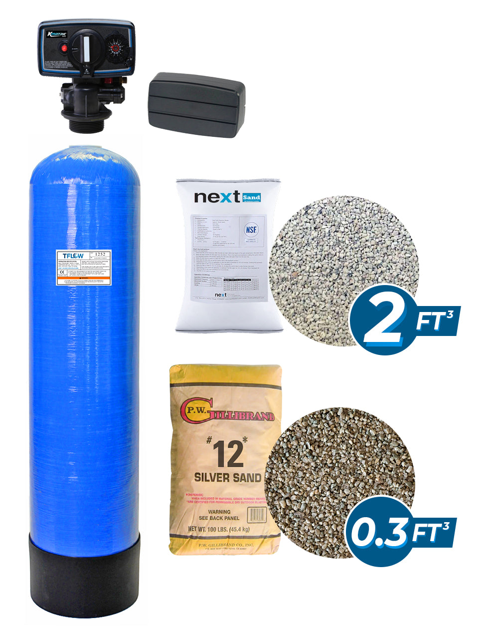 Paquete de Filtración con NEXT SAND - 2 Pies Cúbicos - 12" x 52" - Válvula de control Mecánico KMATRIC 56F - TFLOW