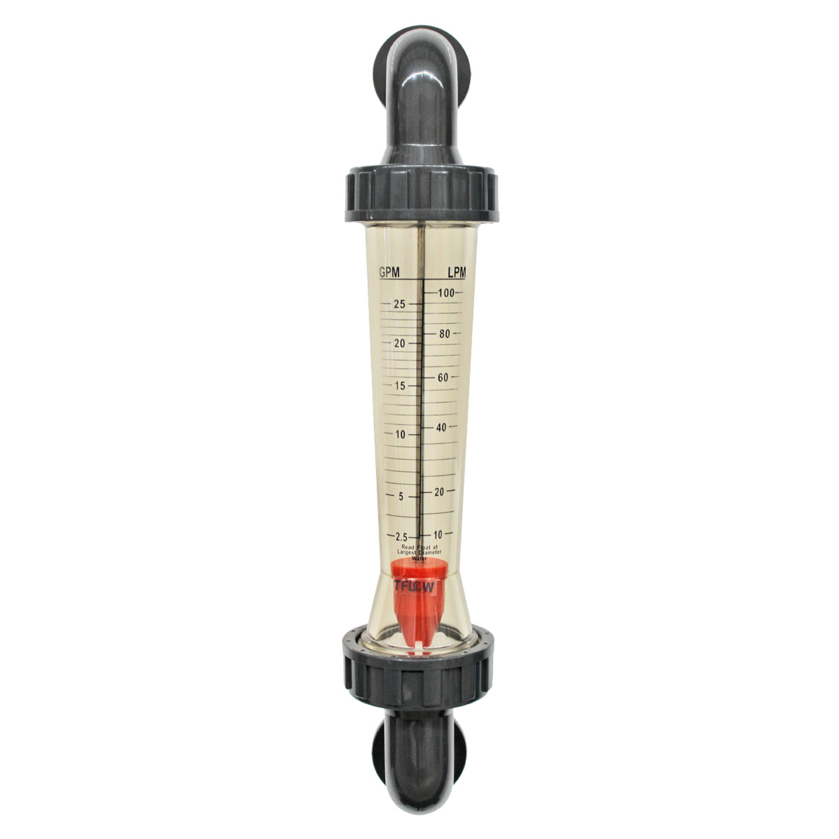Flujómetro Codo-Tuerca Unión para Panel - 1.5 - 12 GPM de Rango - TFLOW
