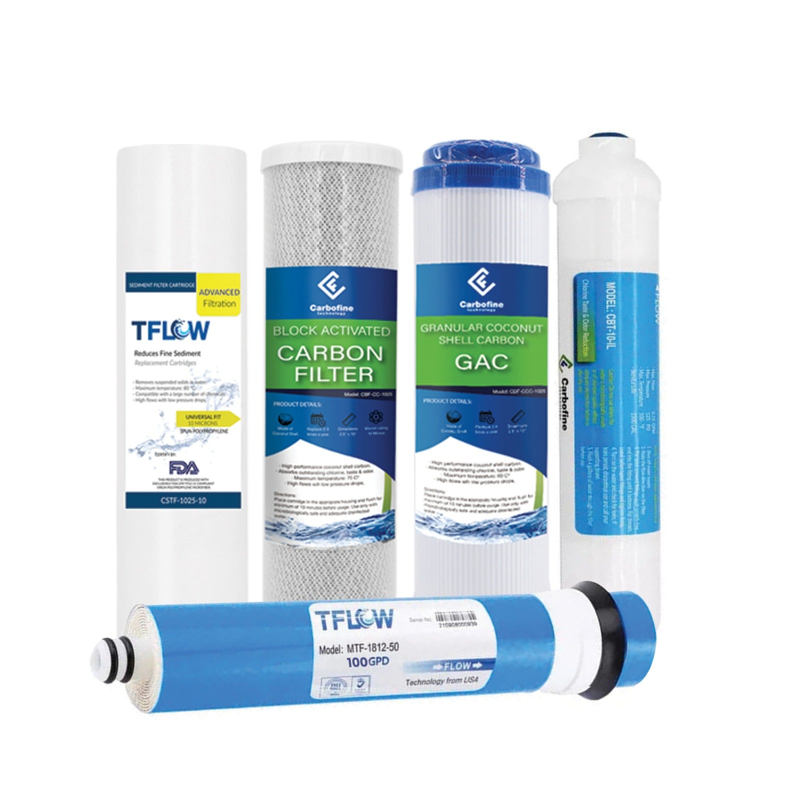 Kit de Repuesto para Ósmosis Inversa - 5 Etapas 100 GPD - TFLOW