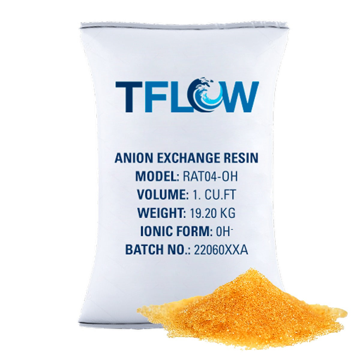 foto con fondo blanco de saco de resina anionica descalcificadora o suavizadora de agua para sectores industriales de venta en México por Total Water Shop