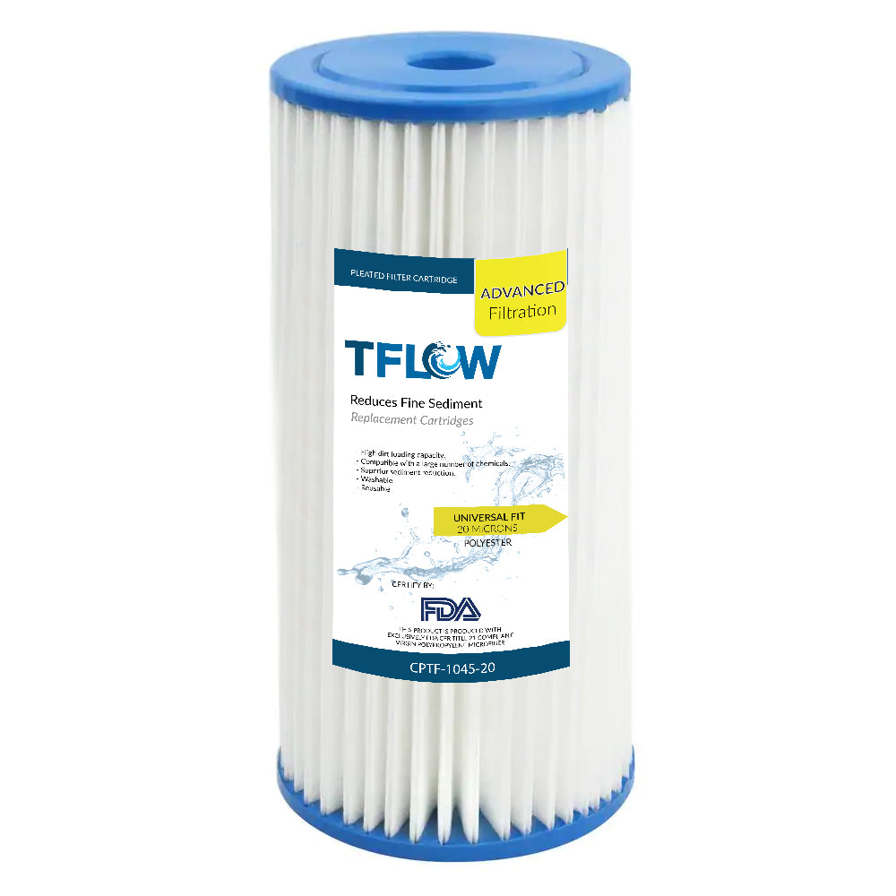 Paquete de Cartuchos Plisados para Sedimento - 10" X 4.5" - 20 Micras - TFLOW