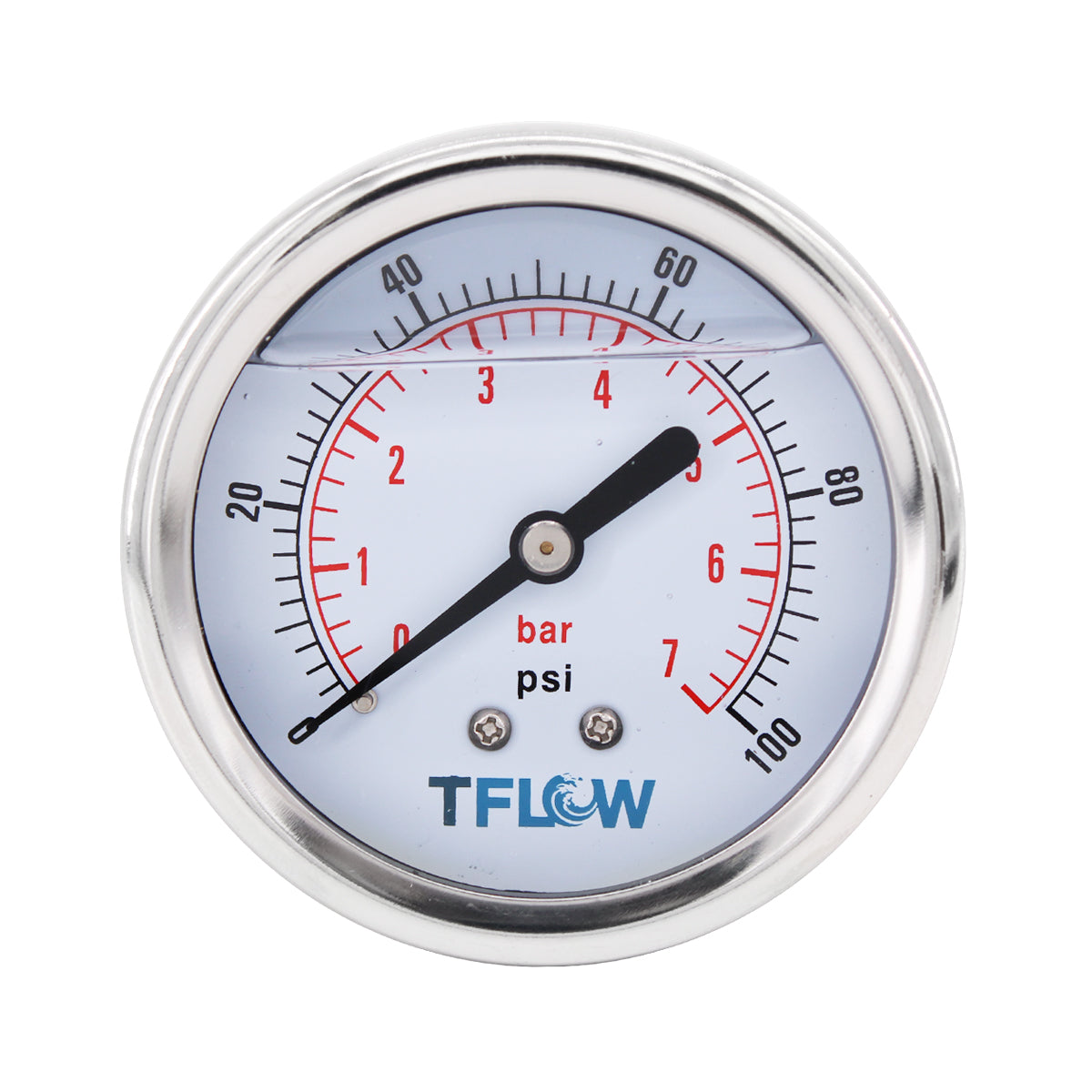 Manómetro para Panel con Glicerina - 0 - 100 PSI - 2.5" Diámetro - 1/4" NPT - TFLOW