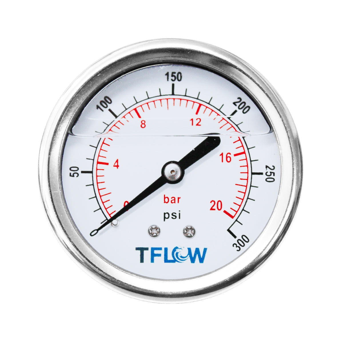Manómetro para Panel con Glicerina - 0 - 300 PSI - 2.5" Diámetro - 1/4" NPT - TFLOW