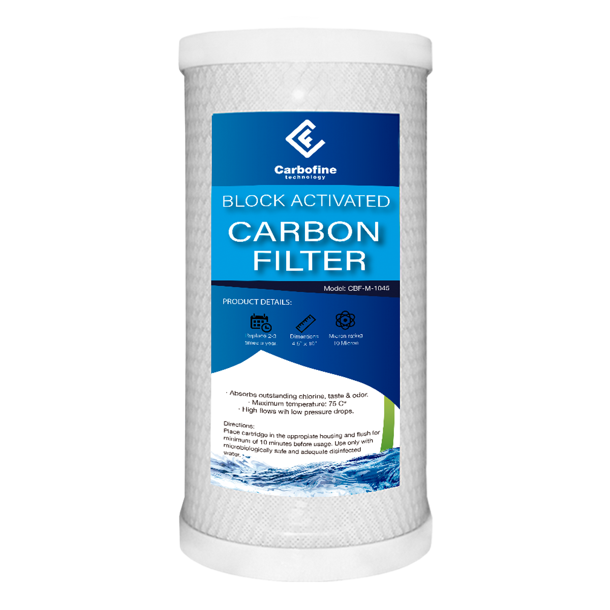 Paquete de Cartuchos de Carbón Activado Mineral - 10" x 4.5" - 10 Micras - Block - CARBOFINE