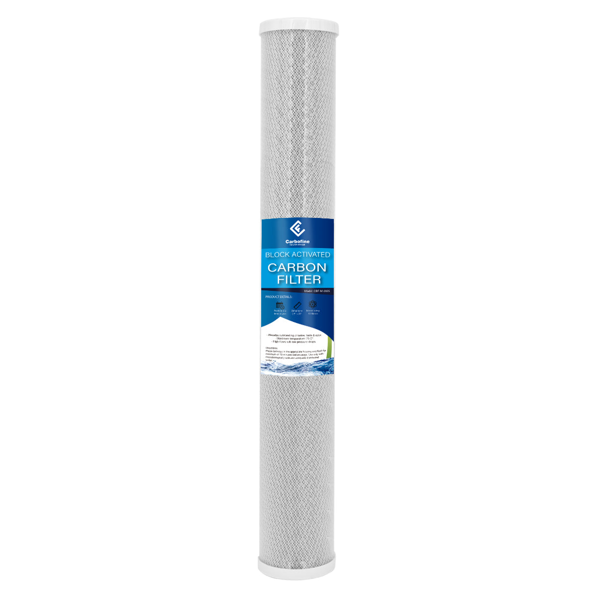 Paquete de Cartuchos de Carbón Activado Mineral - 20" x 2.5" - 10 Micras - Block - CARBOFINE