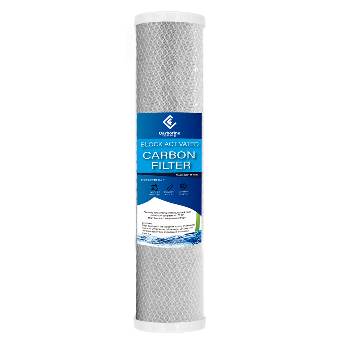 Paquete de Cartuchos de Carbón Activado Mineral - 20" x 4.5" - 10 Micras - Block - CARBOFINE