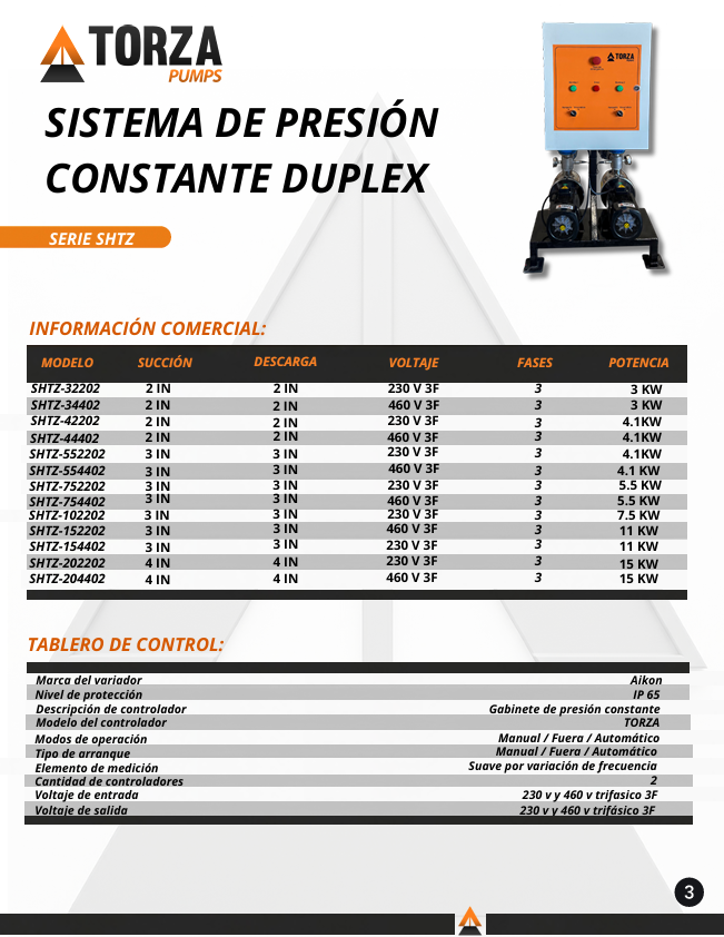 Sistema de presión constante duplex de 7.5 HP
