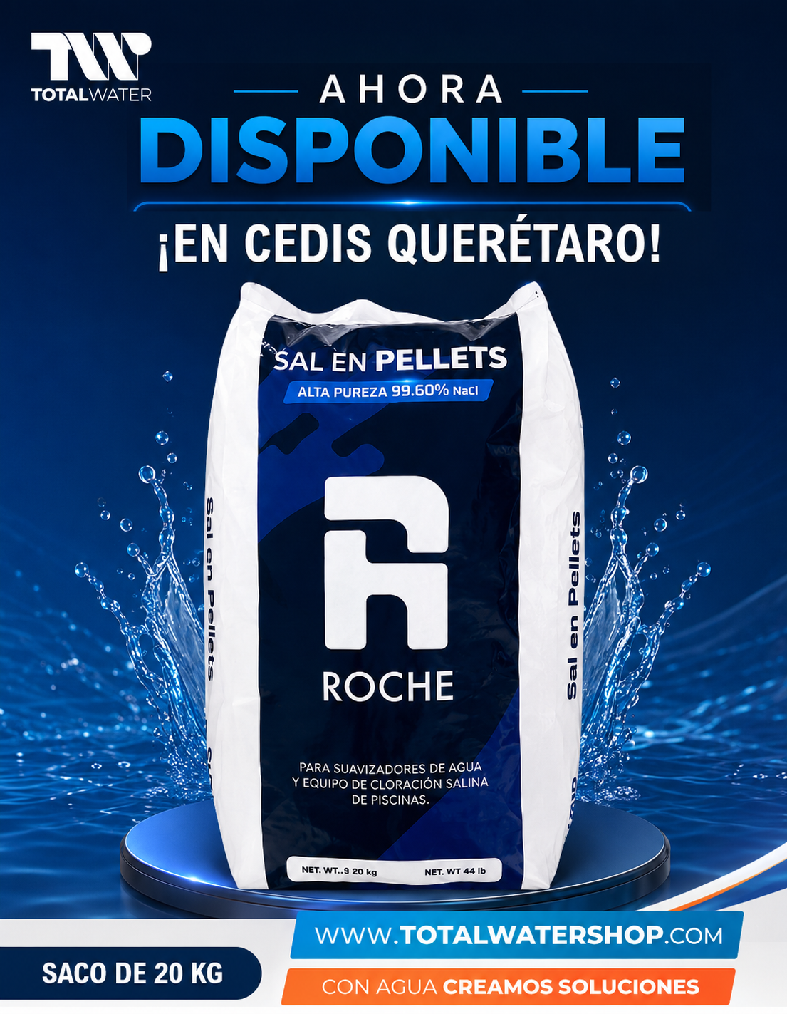 Sal en Pellets 20 kg para suavizador de agua - ROCHE