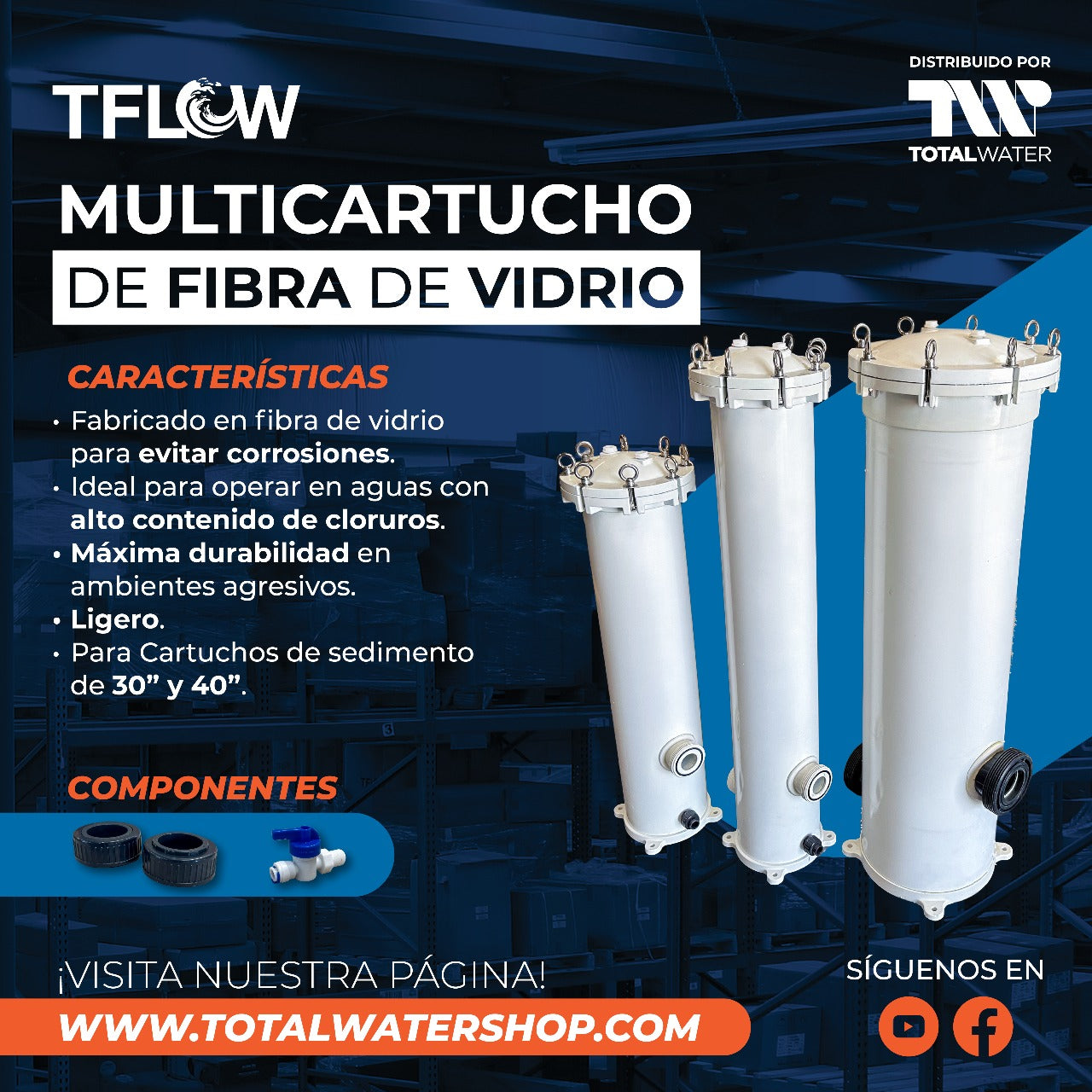 Multicartuchos de Fibra de Vidrio - 5 cartuchos - Brida 2" - TFLOW