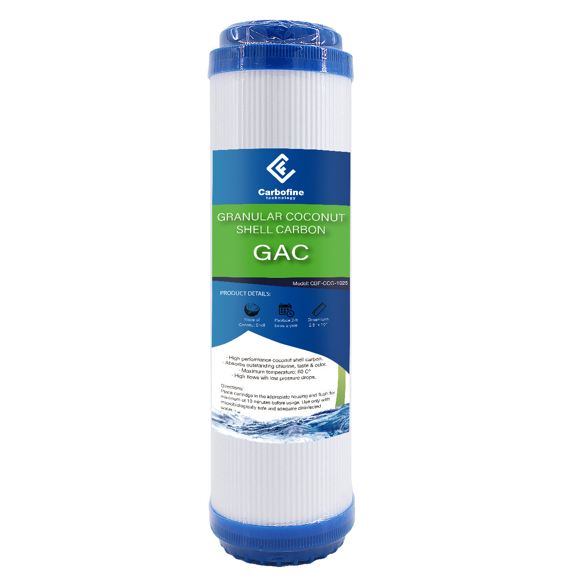 Paquete de Cartuchos GAC de Carbón Activado Granular - 10" x 2.5" - CARBOFINE