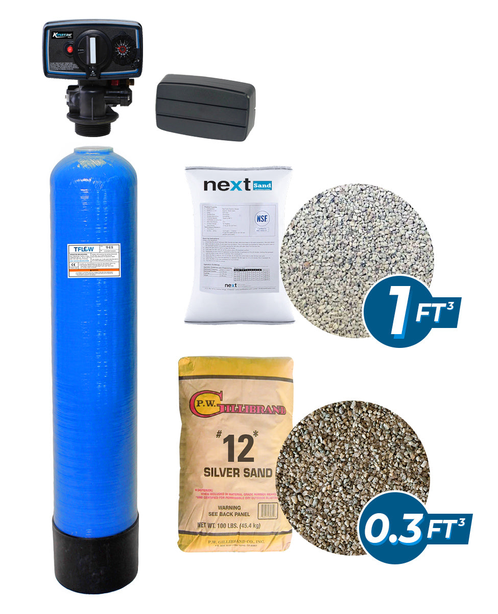 Paquete de Filtración con NEXT SAND - 1 Pie Cúbico - 9" x 48" -  Válvula de control Mecánico KMATRIC 56F - TFLOW